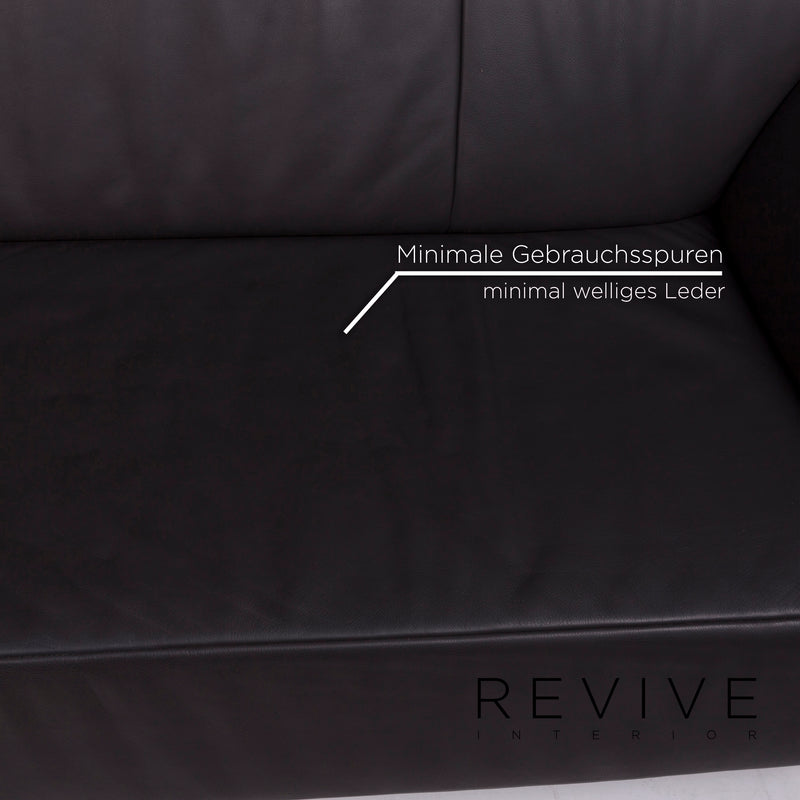 Jori Leder Sofa Anthrazit Dreisitzer 