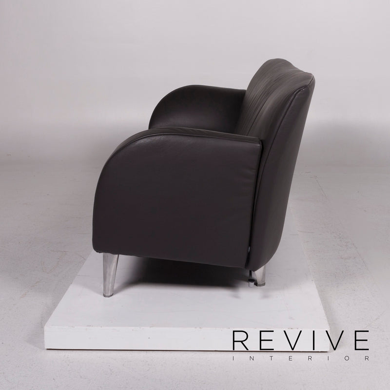 Jori Leder Sofa Anthrazit Dreisitzer 