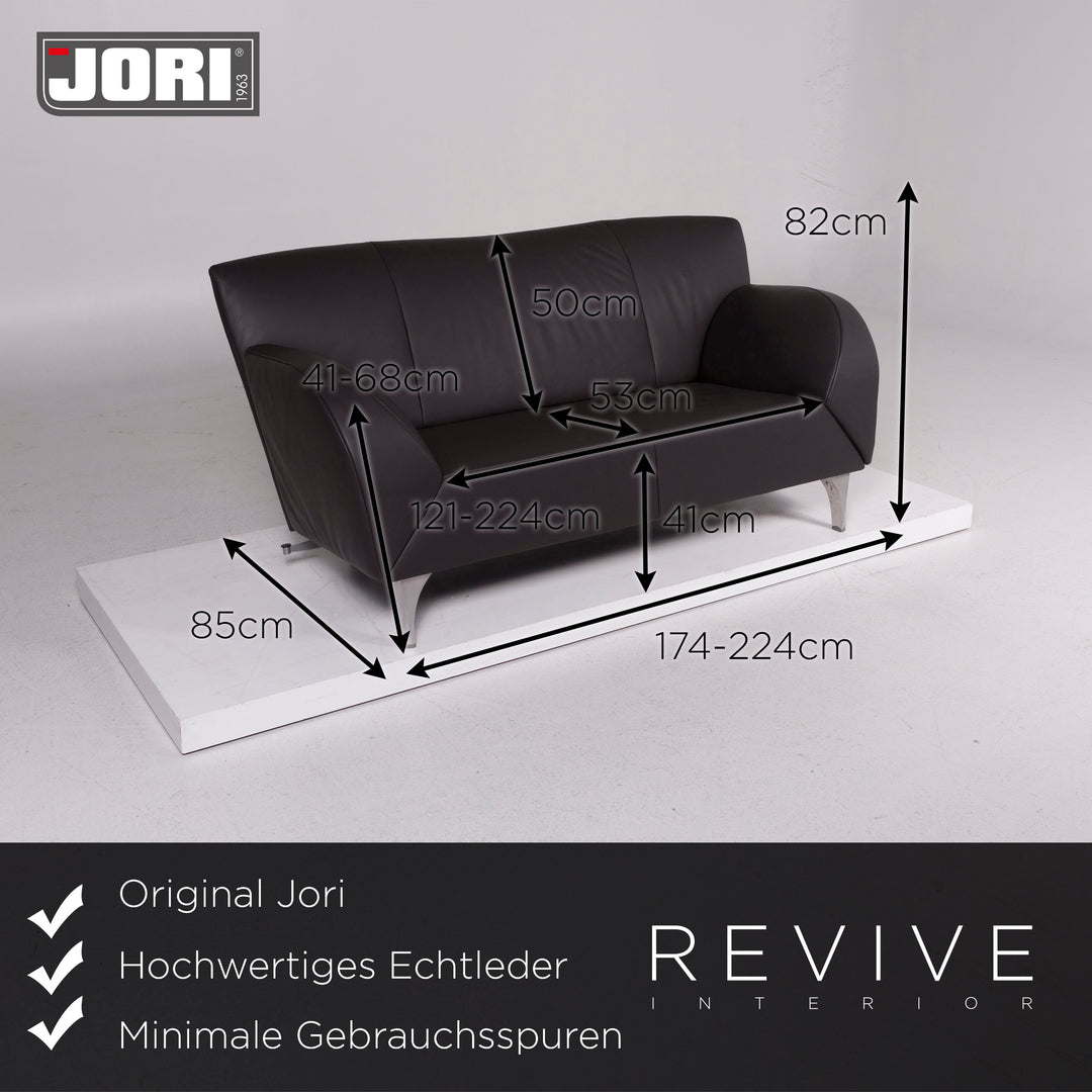 Jori leather sofa set anthracite three-seater two-seater #11924