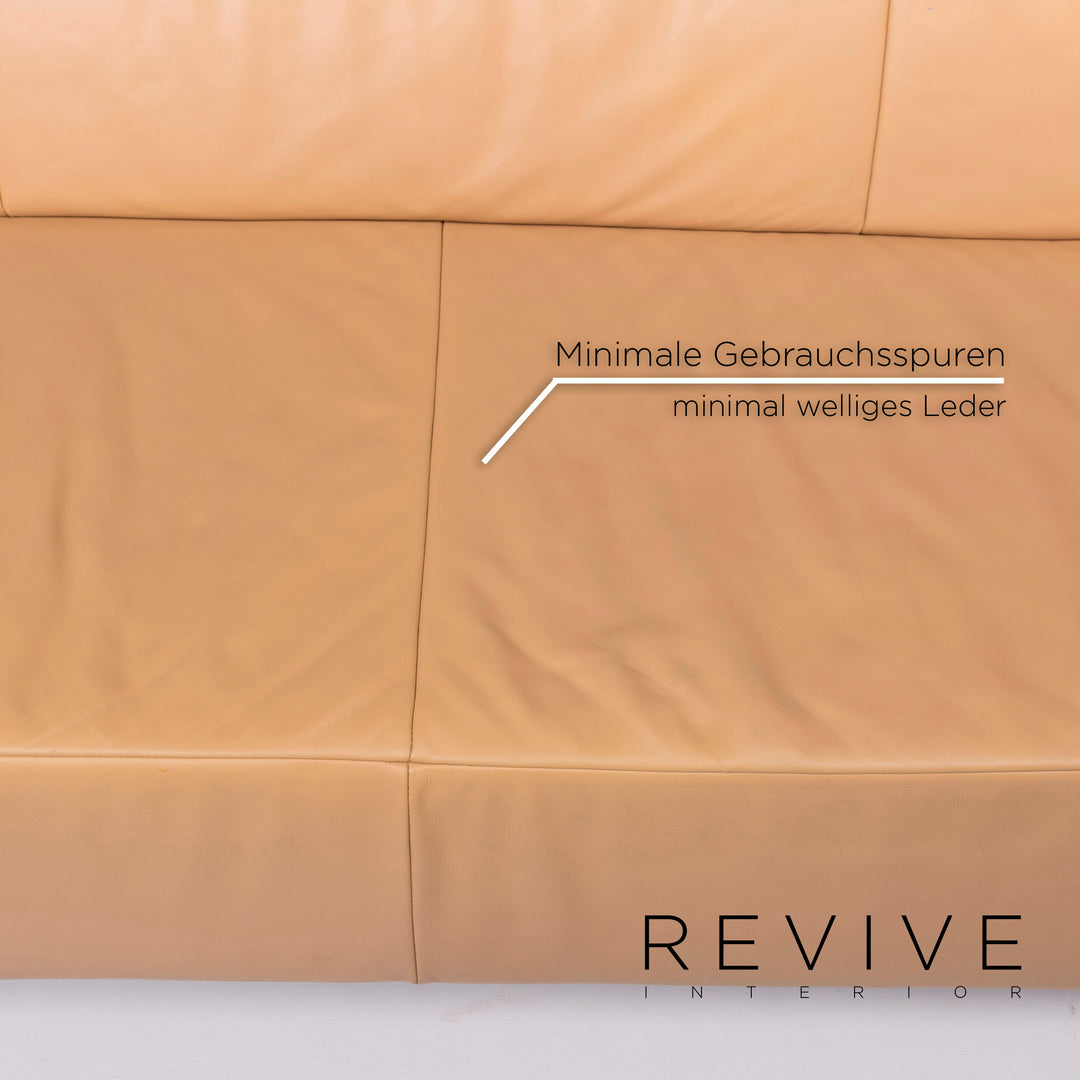 Jori Leather Sofa Set Beige Three Seater Armchair #11934