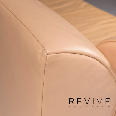 Jori Leder Sofa Beige Dreisitzer #11757