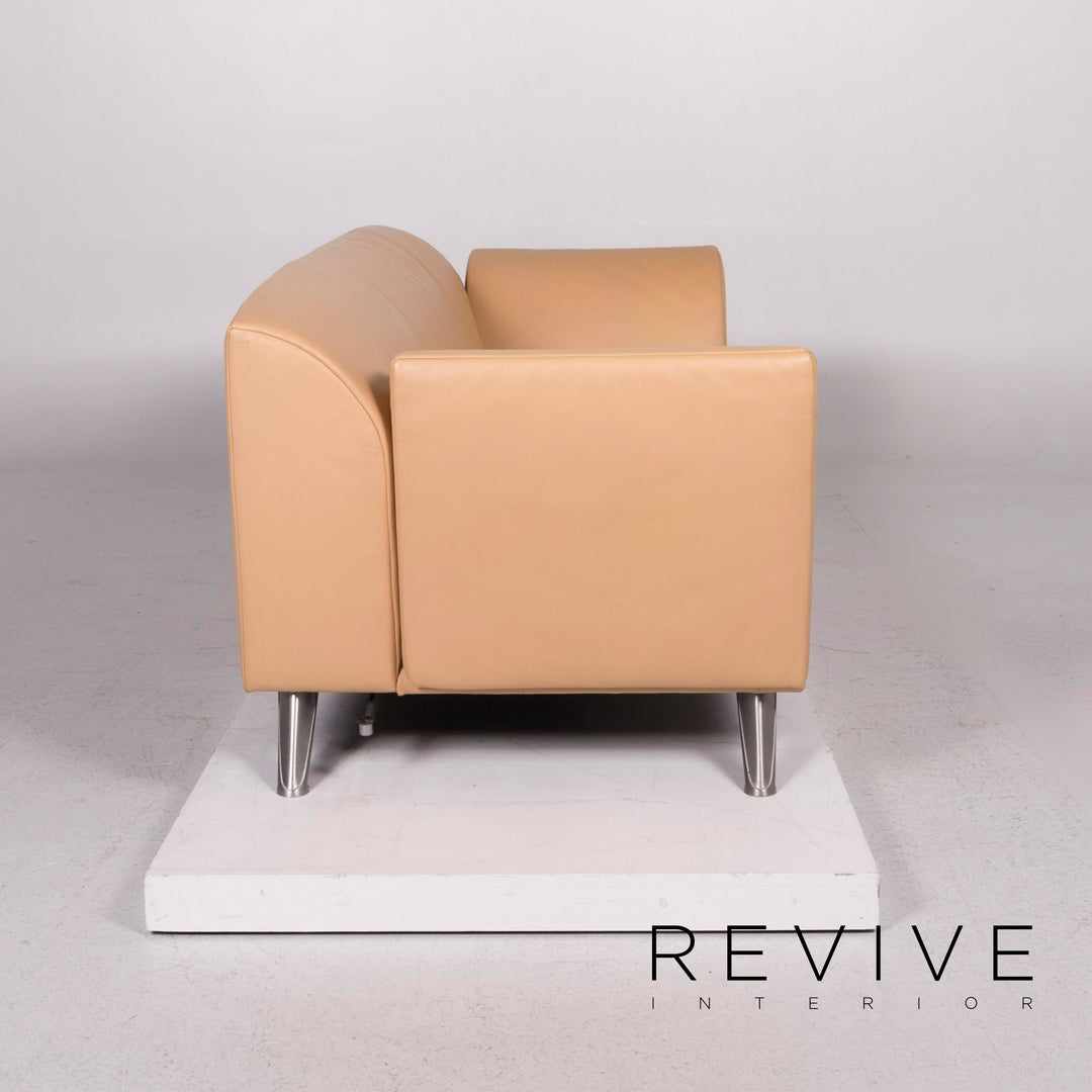 Jori Leather Sofa Set Beige Three Seater Armchair #11934