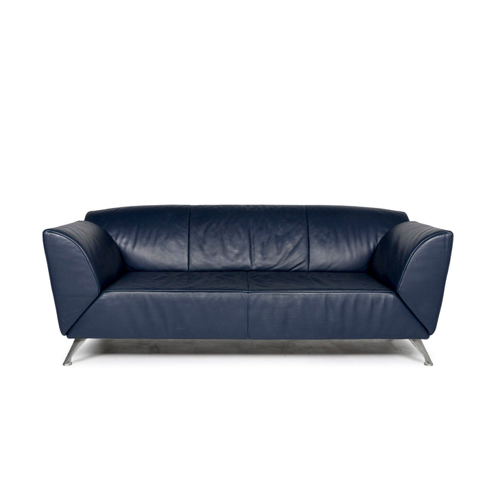 Jori Leder Sofa Blau Dreisitzer Funktion Couch #10788
