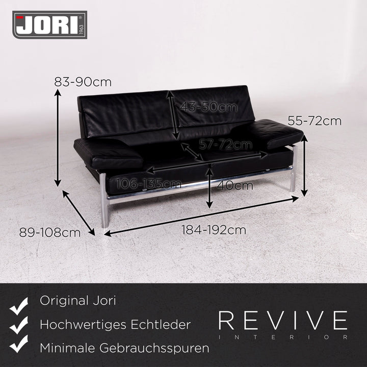 Jori Leather Sofa Black Two Seater Function Couch #10027