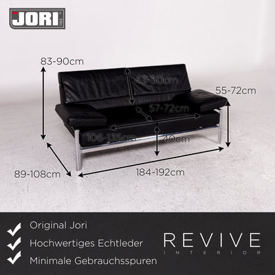 Jori Leder Sofa Schwarz Zweisitzer Funktion Couch #10027