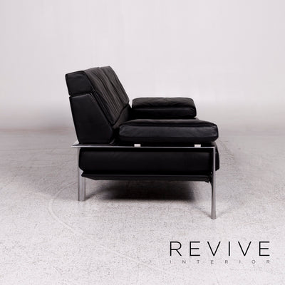 Jori Leder Sofa Schwarz Zweisitzer Funktion Couch #10027