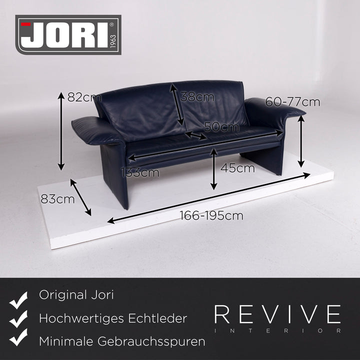 Jori Leather Sofa Blue Two Seater Couch #10951