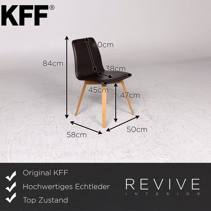 KFF Leder Holz Sessel Dunkelbraun Stuhl #9970