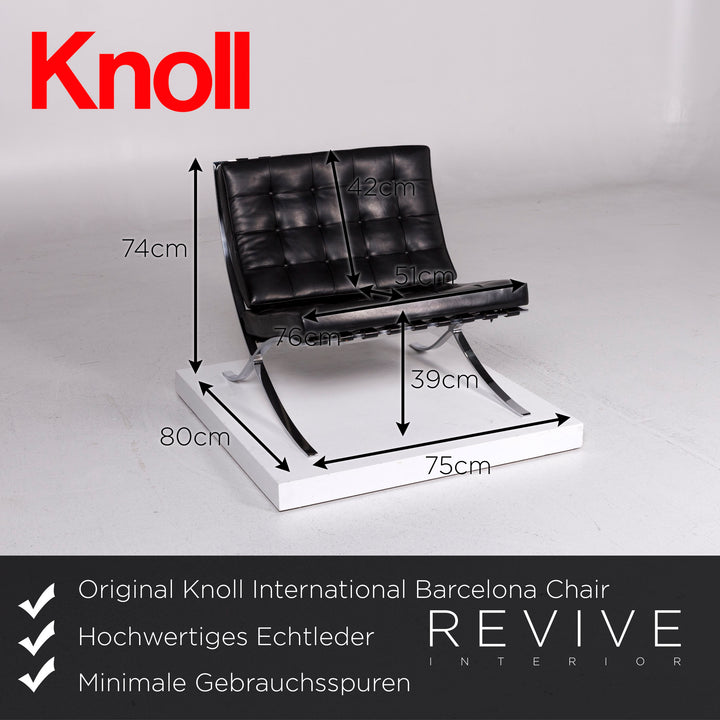 Knoll International Barcelona Chair Leder Sessel Schwarz #11155