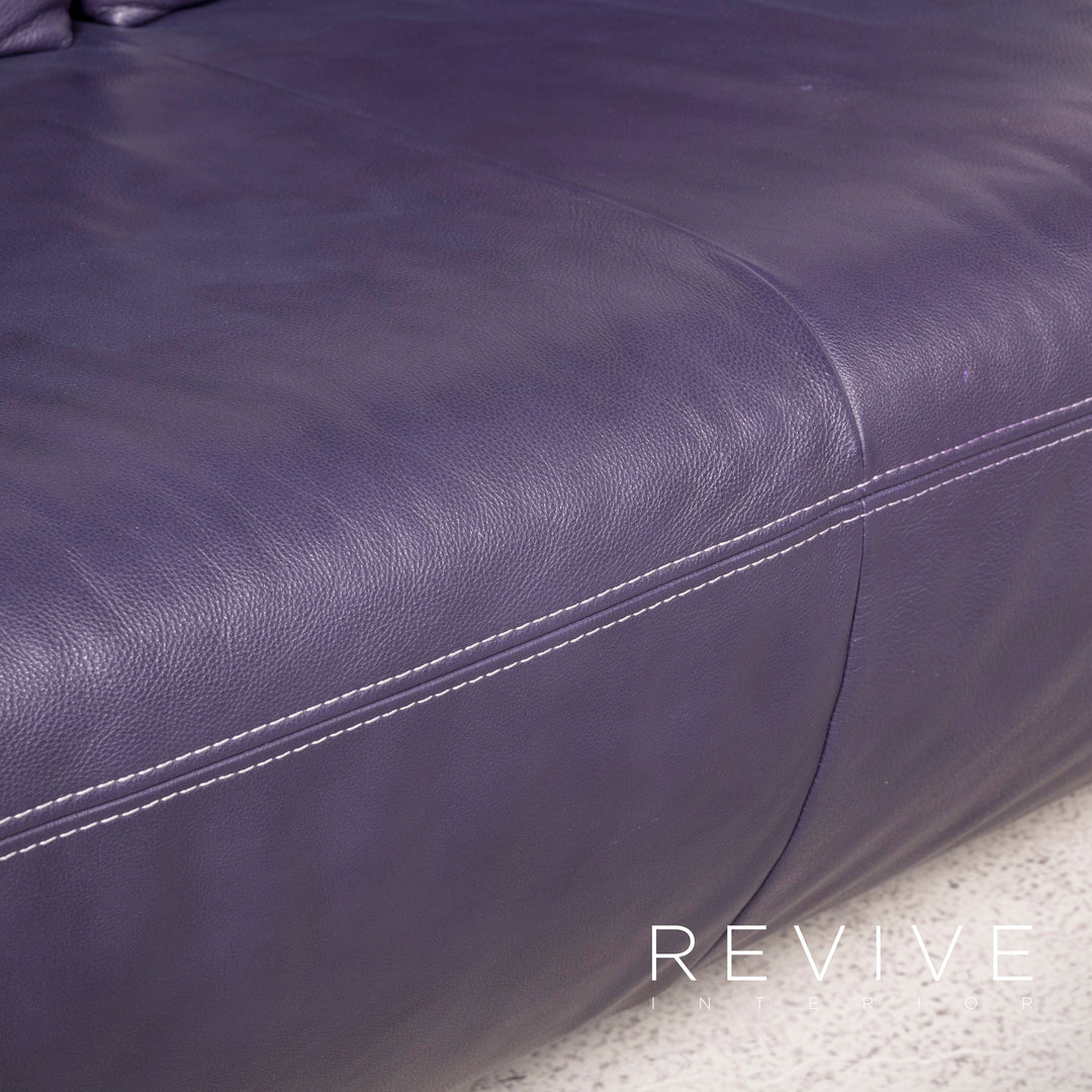 Koinor Avanti Designer Leather Corner Sofa Purple Real Leather Sofa Couch #7996