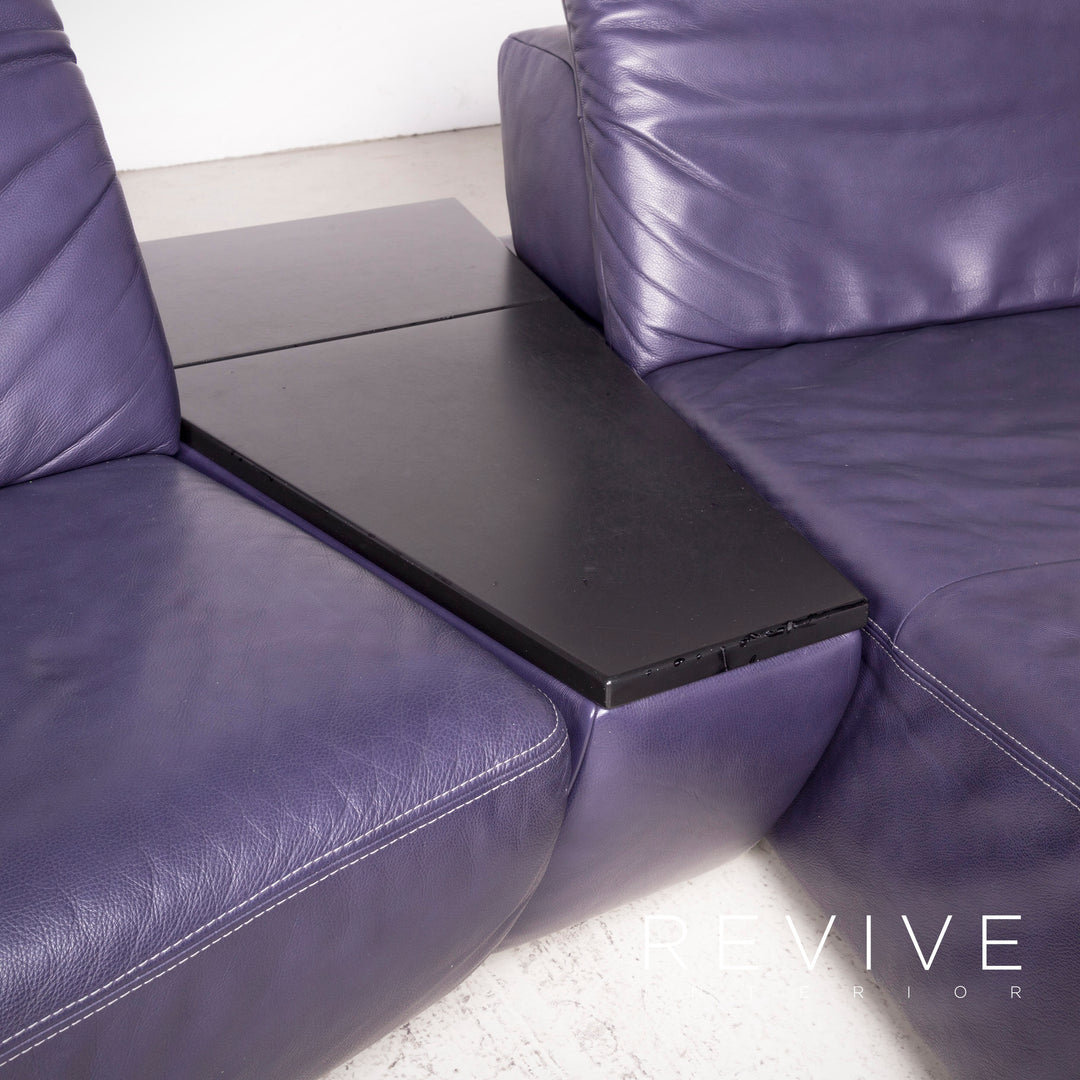 Koinor Avanti Designer Leather Corner Sofa Purple Real Leather Sofa Couch #7996