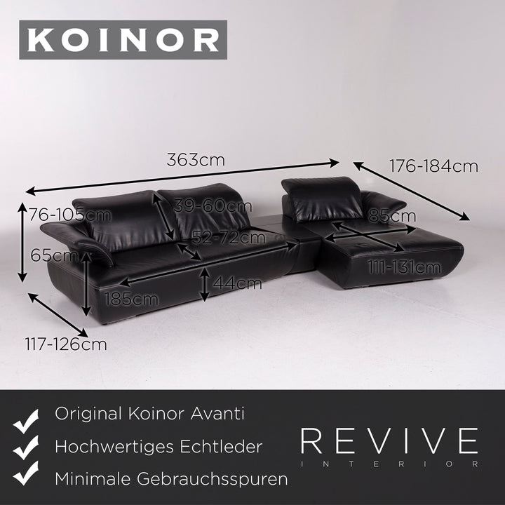 Koinor Avanti Leder Ecksofa Schwarz Sofa inkl. Konsole Stauraum Funktion Couch #11677