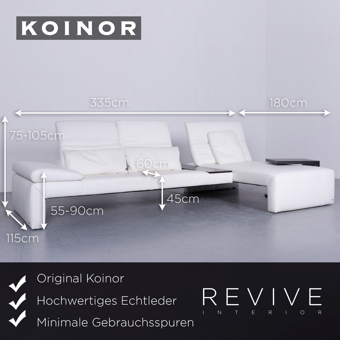 Koinor designer leather sofa white real leather corner sofa couch #6528