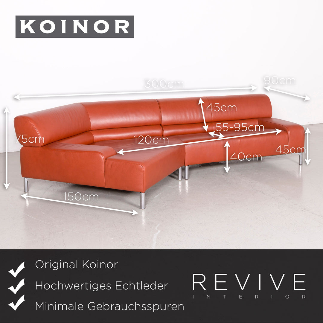 Koinor Designer Leather Corner Sofa Orange Genuine Leather Sofa Couch #7568