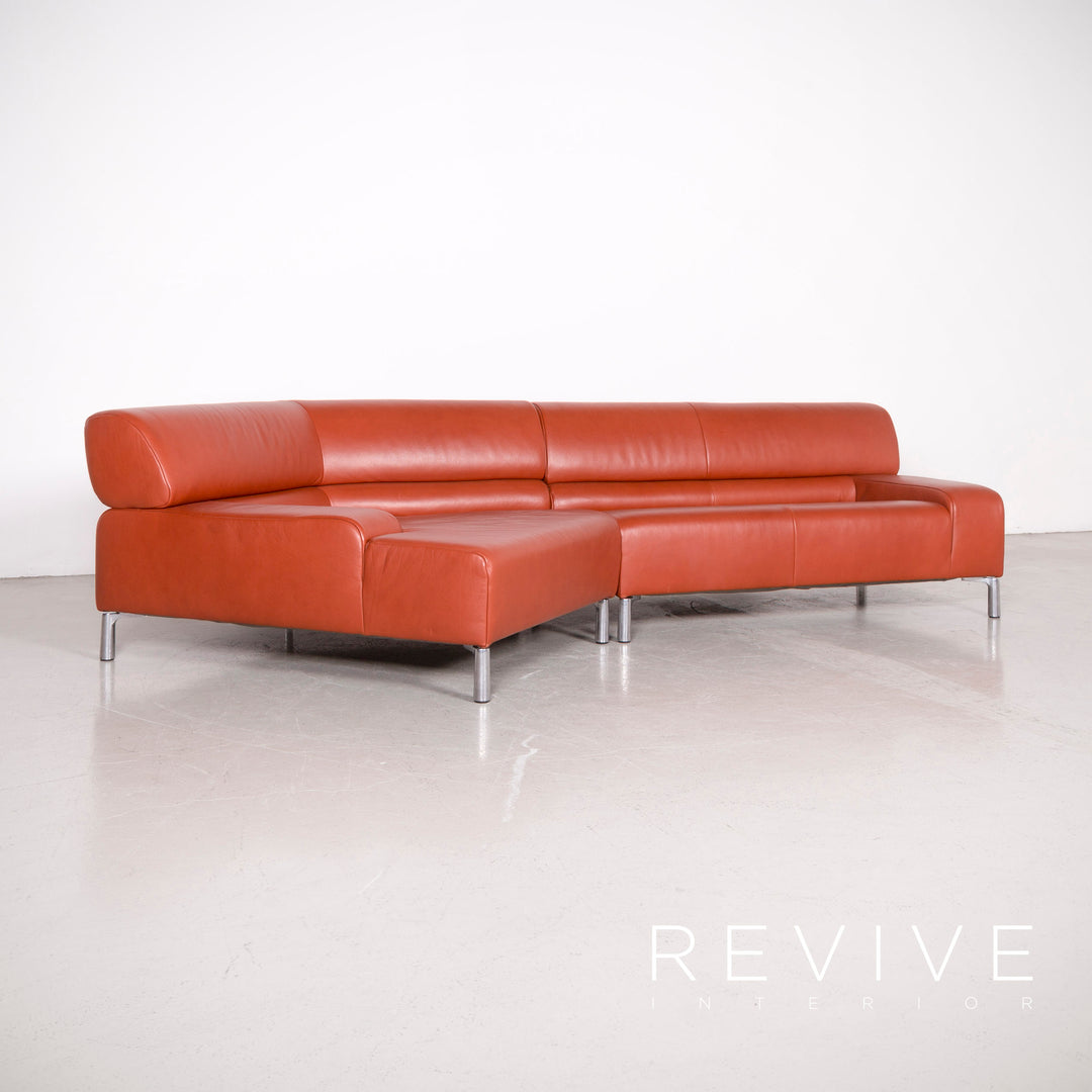 Koinor Designer Leather Corner Sofa Orange Genuine Leather Sofa Couch #7568