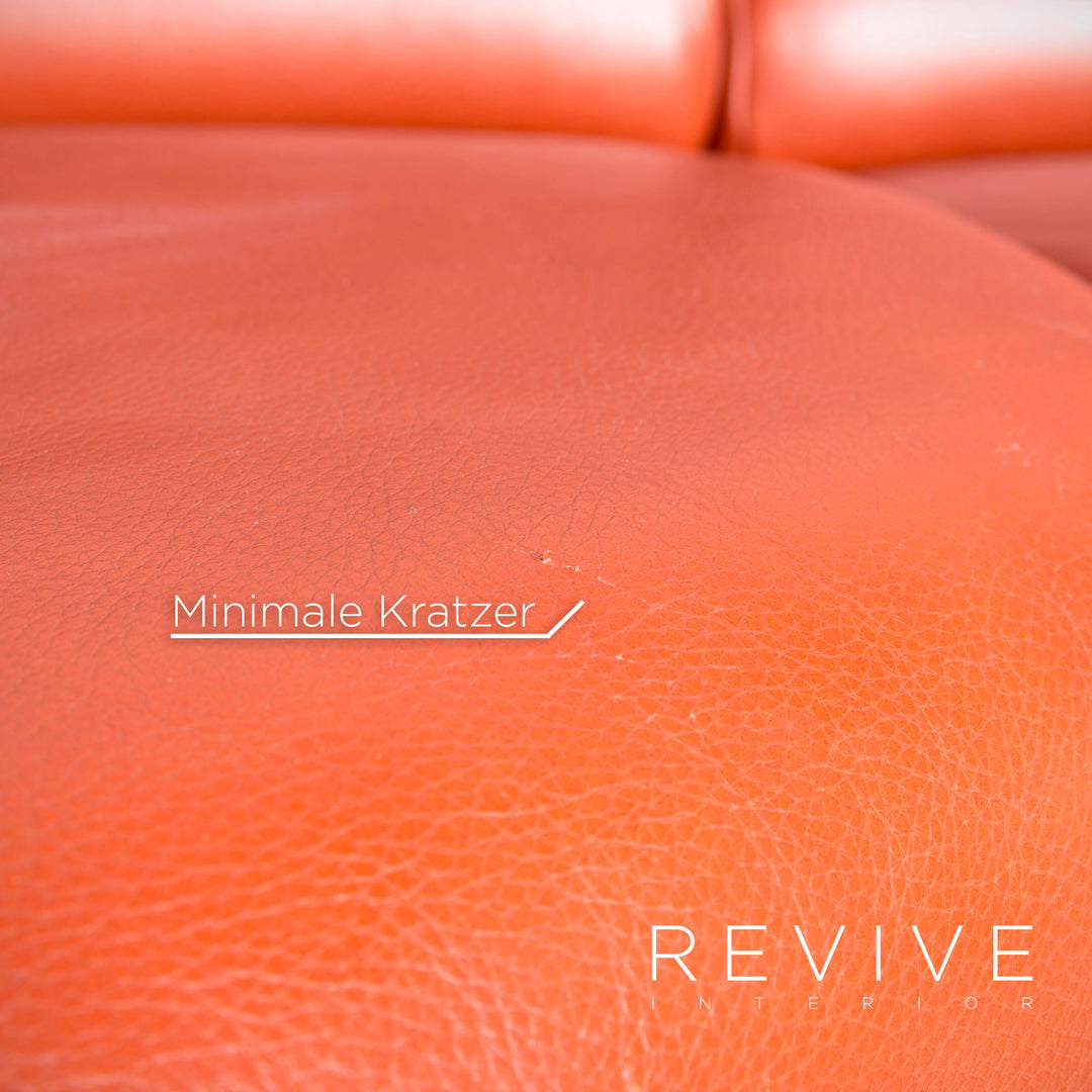 Koinor Designer Leder Ecksofa Orange Echtleder Sofa Couch #7568