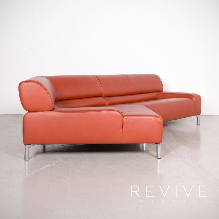 Koinor Designer Leder Ecksofa Orange Echtleder Sofa Couch #7568
