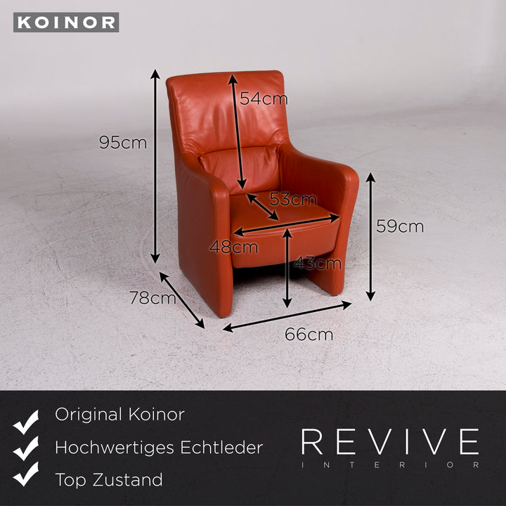 Koinor Designer Leder Sofa Garnitur Orange 1x Ecksofa 1x Sessel 1x Hocker #9783