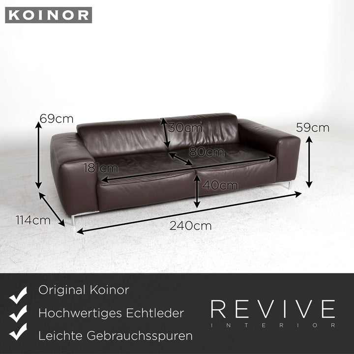 Koinor Leder Sofa Braun Dreisitzer Couch #9144