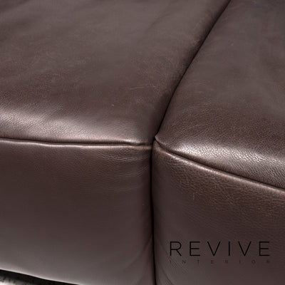 Koinor Leder Sofa Garnitur Braun Dreisitzer Hocker #9217