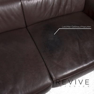 Koinor Leder Sofa Garnitur Braun Dreisitzer Hocker #9217