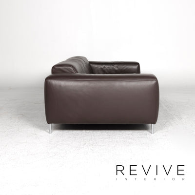 Koinor Leder Sofa Garnitur Braun Dreisitzer Hocker #9217