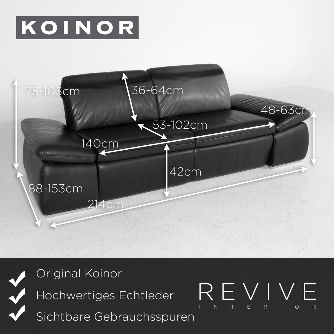Koinor Evento Leder Sofa Schwarz Echtleder Zweisitzer Couch Relax Funktion #8511