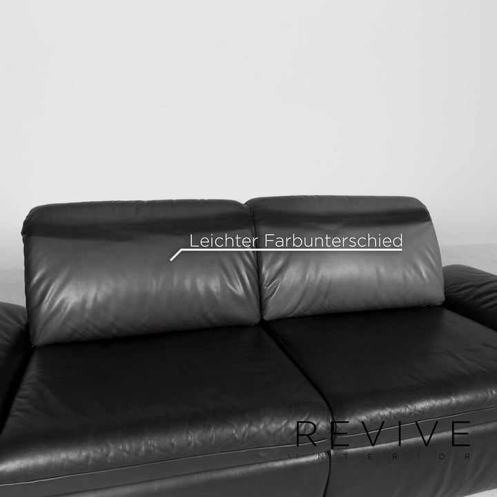 Koinor Evento Leder Sofa Schwarz Echtleder Zweisitzer Couch Relax Funktion #8511