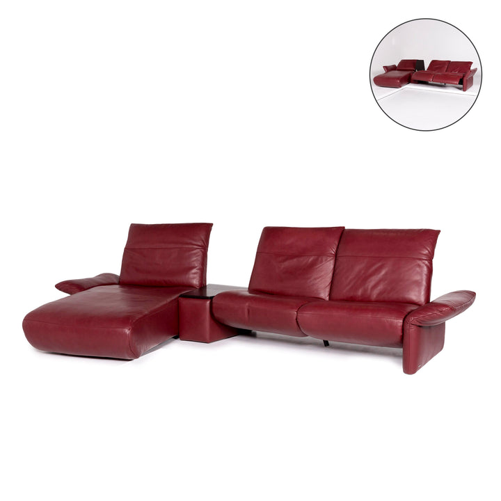 Koinor Elena Leather Corner Sofa Red Sofa Function Relaxation Couch #10851