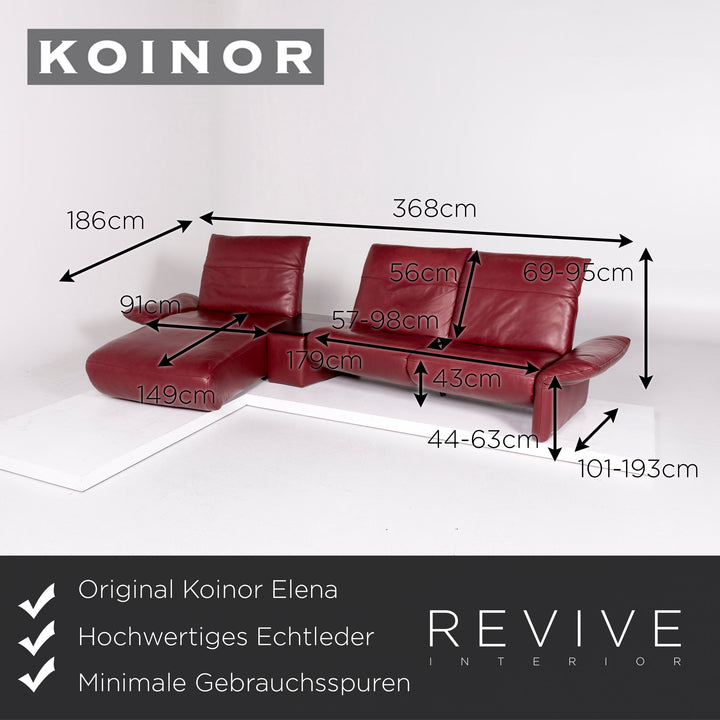 Koinor Elena Leather Corner Sofa Red Sofa Function Relaxation Couch #10851