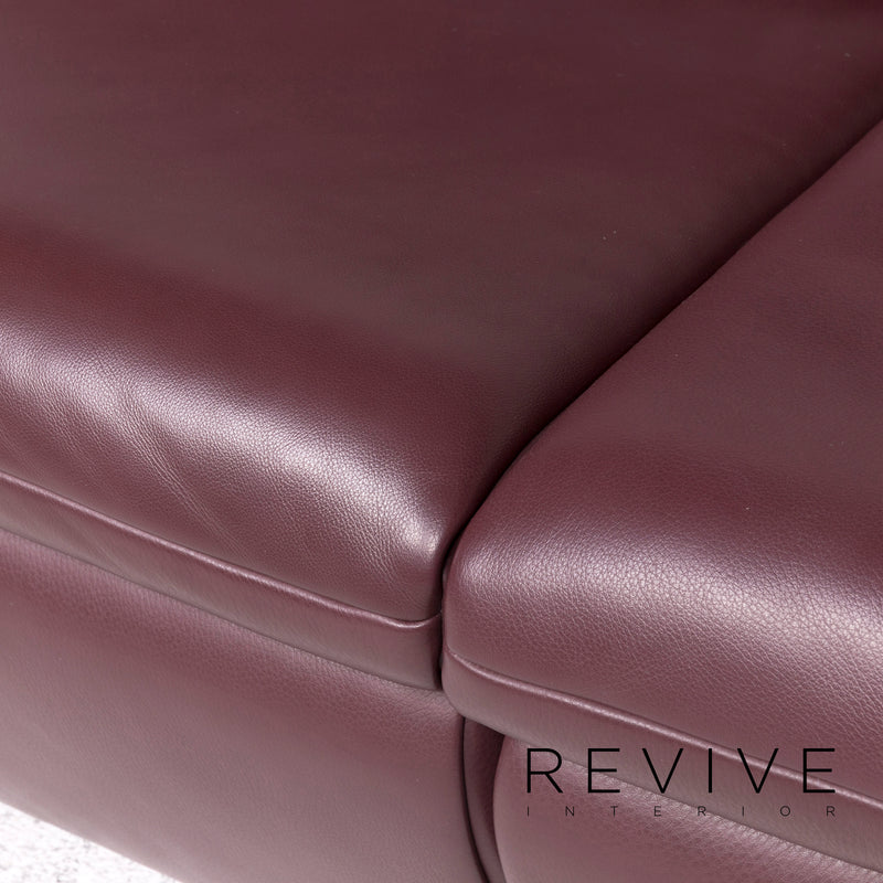 Koinor Evento Leder Sofa Rot Weinrot Echtleder Dreisitzer Couch 