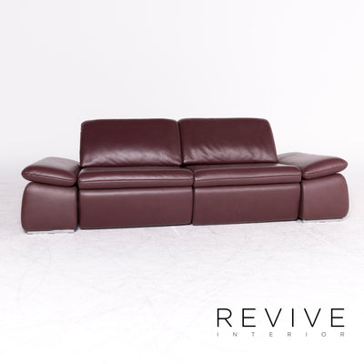 Koinor Evento Leder Sofa Rot Weinrot Echtleder Dreisitzer Couch #8667