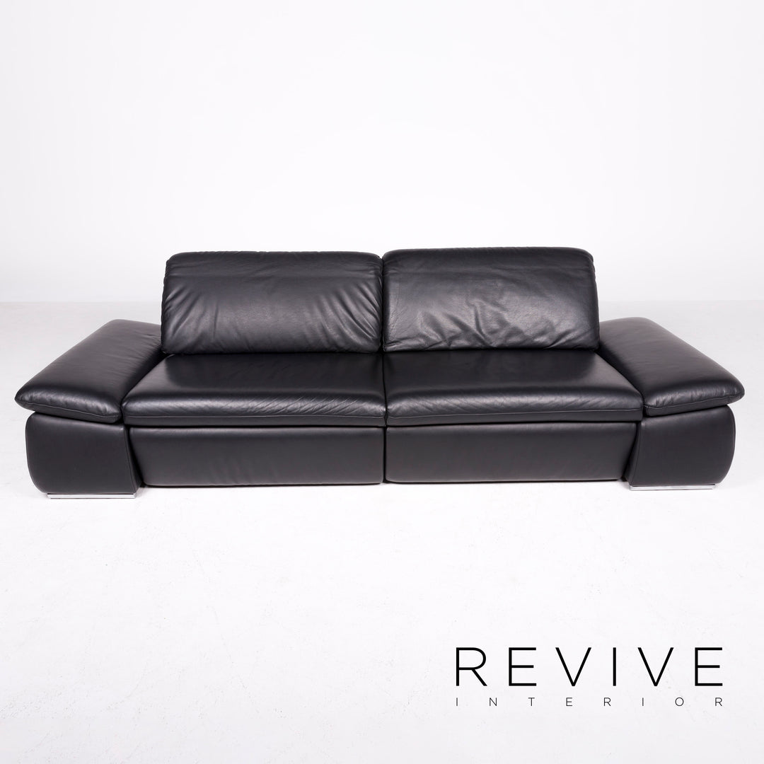 Koinor Evento designer leather sofa black real leather three-seater couch function relax #8355