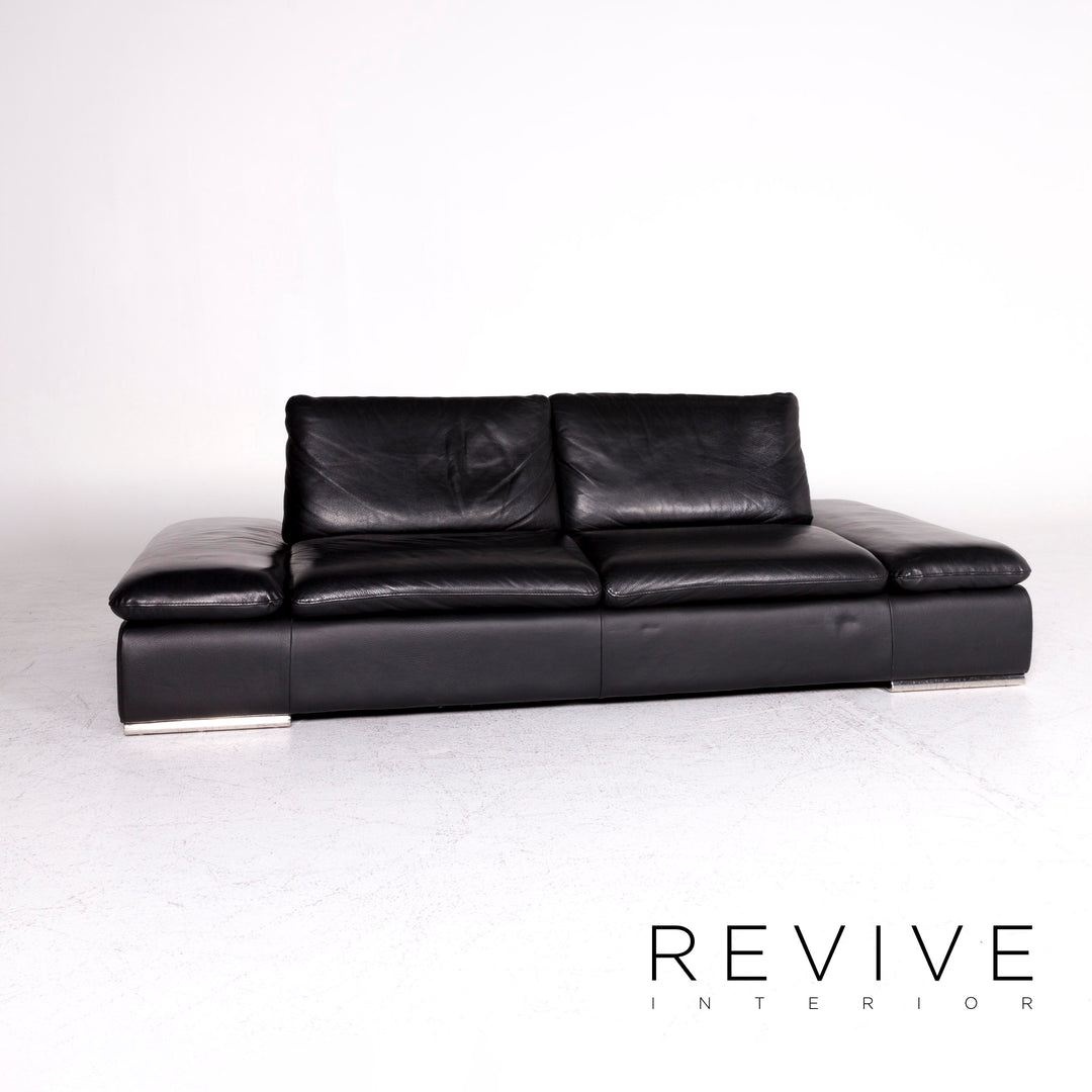Koinor Evento Designer Leder Sofa Schwarz Zweisitzer Couch #8723