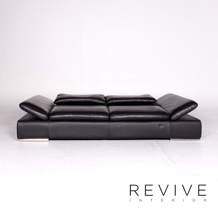 Koinor Evento Designer Leder Sofa Schwarz Zweisitzer Couch #8723