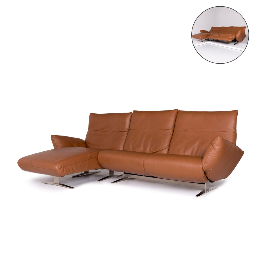 Koinor Exo Leather Corner Sofa Brown Cognac Sofa Function Relaxation Couch #10946