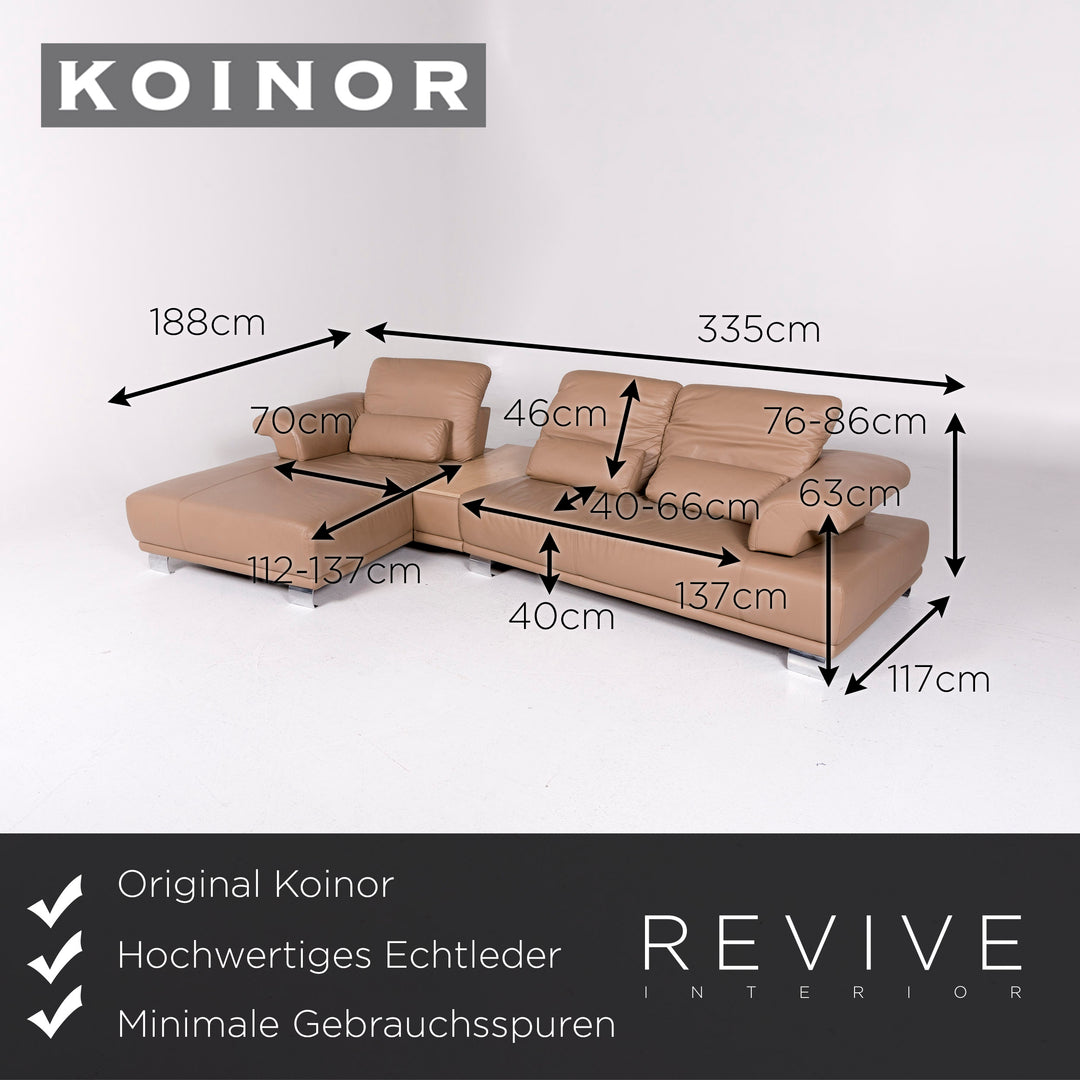 Koinor leather corner sofa beige sofa function couch #11054