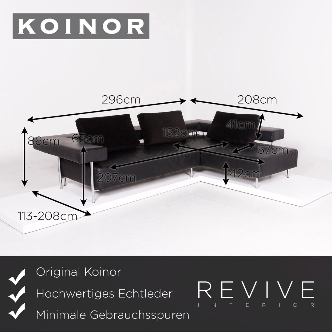 Koinor Leder Ecksofa Schwarz Sofa Funktion Couch #12108