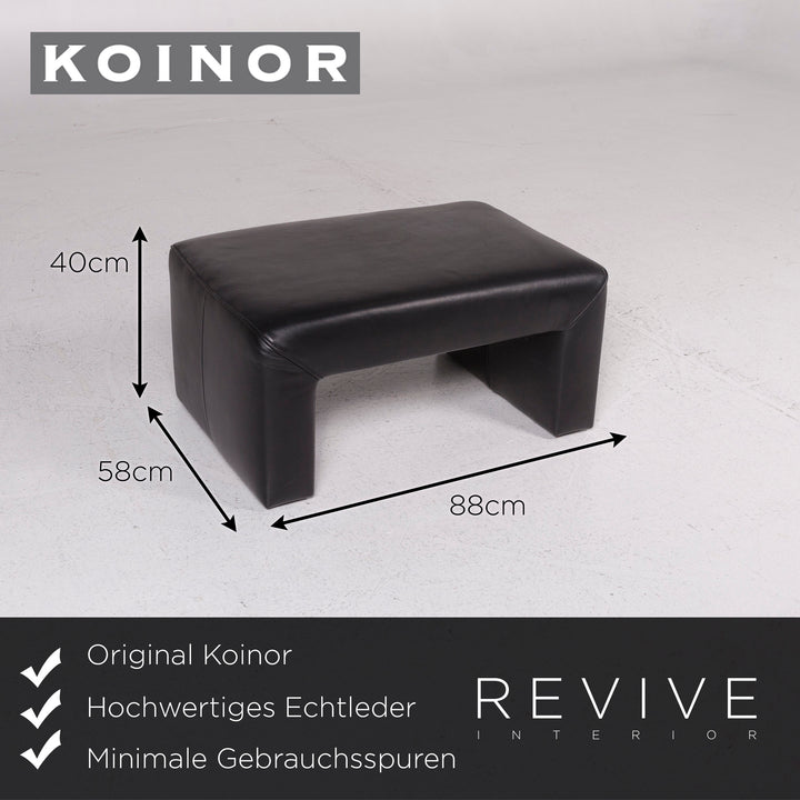 Koinor Leather Stool Black Footstool #11856