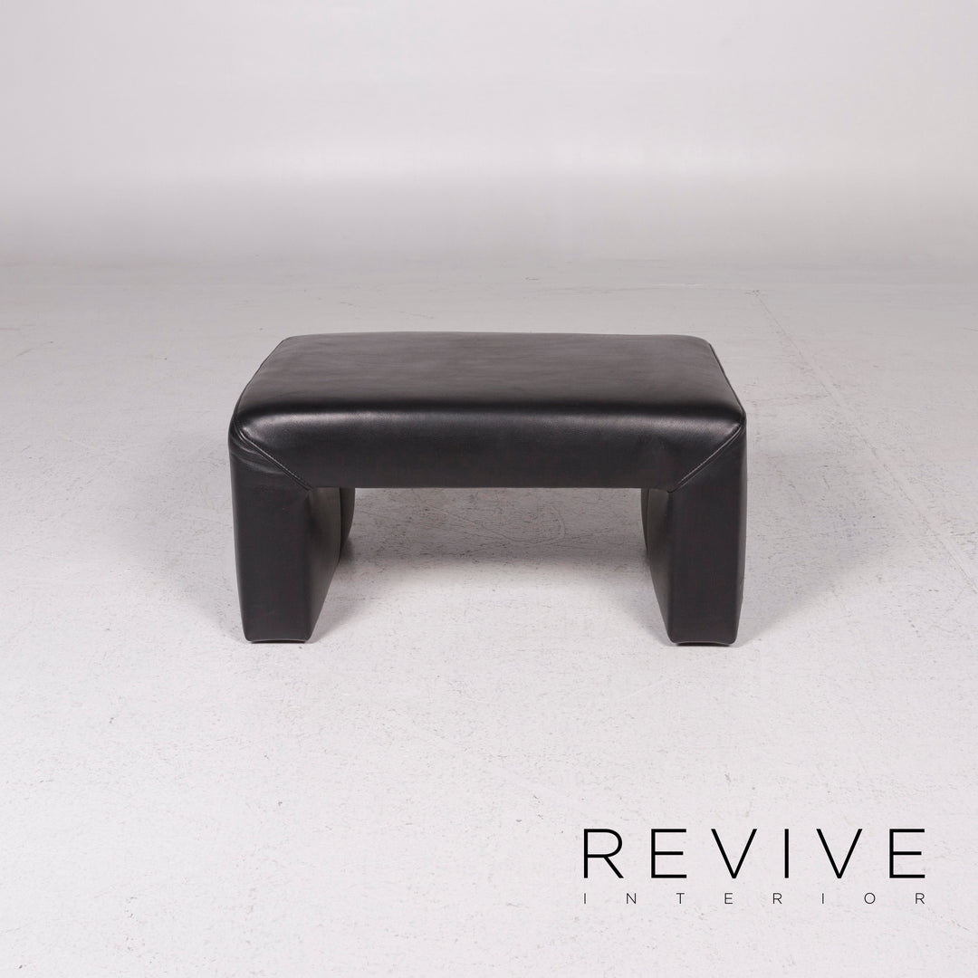 Koinor leather sofa set black 1x corner sofa 1x stool #12062
