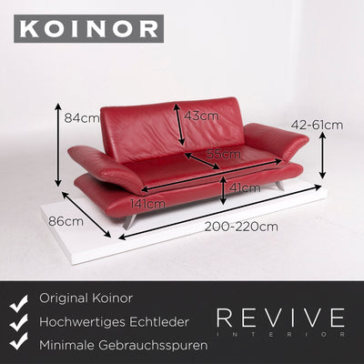 Koinor Leder Sofa Rot Zweisitzer Funktion Couch #11691