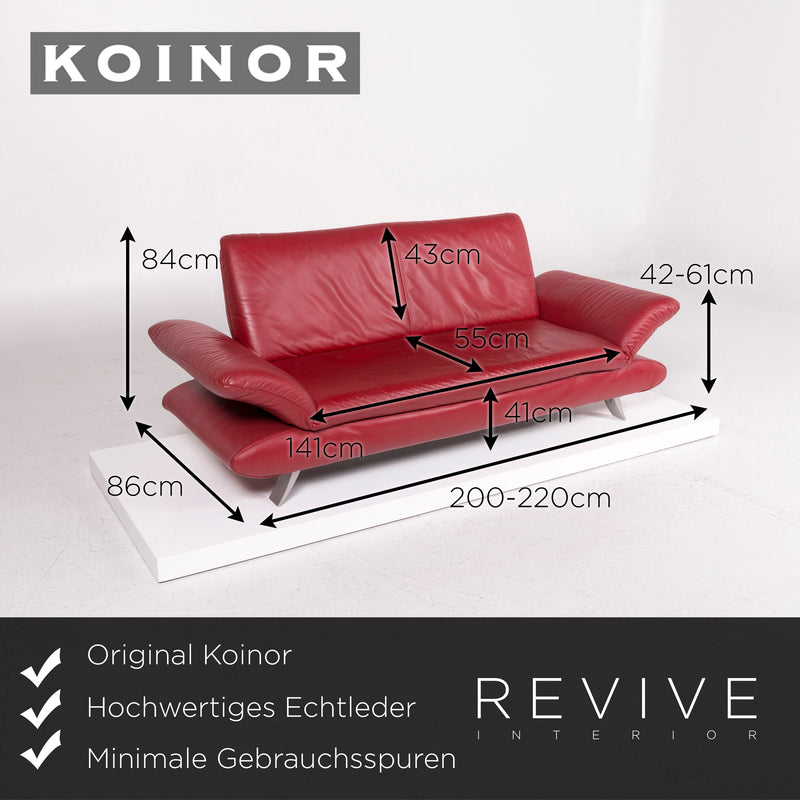 Koinor Leder Sofa Rot Zweisitzer Funktion Couch 