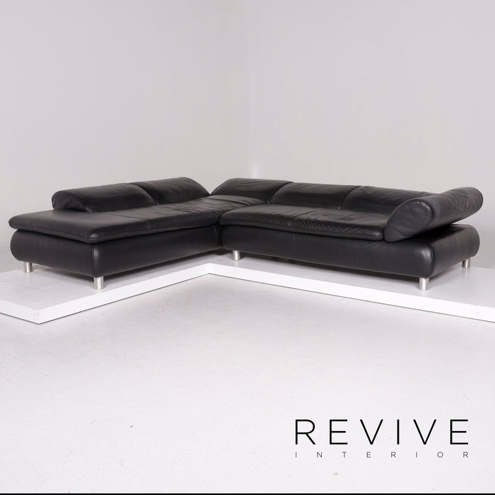 Koinor Leder Sofa Schwarz Ecksofa #11823