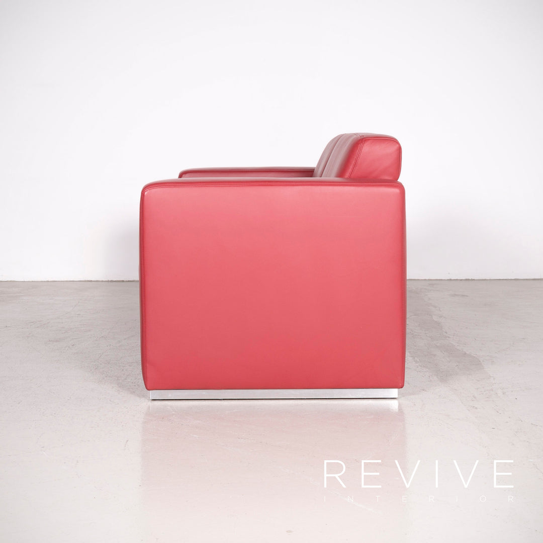 Koinor Nove Designer Leder Sofa Rot Echtleder Zweisitzer Couch #7406