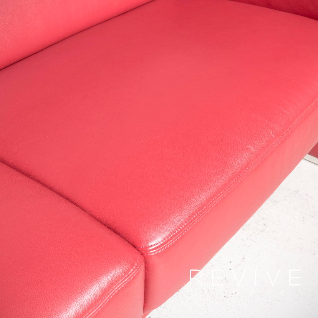 Koinor Nove Designer Leder Sofa Rot Echtleder Zweisitzer Couch #7406