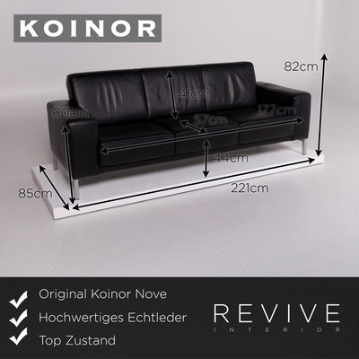 Koinor Nove Leder Sofa Schwarz Dreisitzer #11548