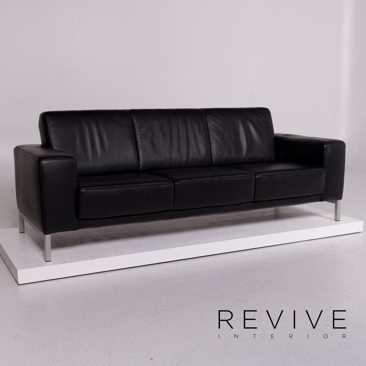 Koinor Nove Leather Sofa Black Three Seater #11548