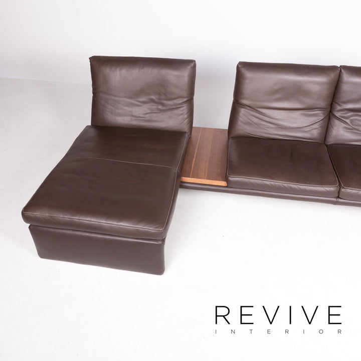 Koinor Raoul leather corner sofa brown genuine leather three-seater couch #8381