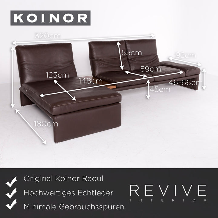 Koinor Raoul leather corner sofa brown genuine leather three-seater couch #8381