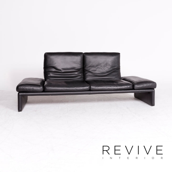 Koinor Raoul canapé en cuir design noir en cuir véritable canapé trois places #8647